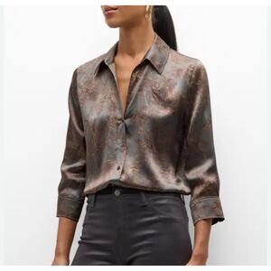 L'Agence Dani Safari-Printed Silk Blouse XS